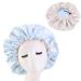 Satin Bonnet Silk Bonnet for Sleeping for Afro Black Hair and Fine Curly Straight Long or Short Hair (Blue and Beige)