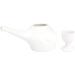 Traveller's Ceramic Neti Pot (Holds 250 Ml Capacity) for Nasal Cleansing with Ceramic Eye Wash Cup + 5 Sachets Neti Salt - White Color