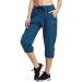 BALEAF Women's Lightweight Capri Jogger Hiking Shorts Running Capri Pants Quick Dry UPF 50+ Zipper Pockets Blue Large
