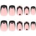 French Tip Press on Nails - Short Square matte style Press On Nails with Nail Tips Black love heart Design Gradient Glossy nake skin color press on nails Acrylic False Nails Cute Artificial Nails - Buy Online on GoSupps.com