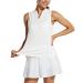 BALEAF Women's Sleeveless Golf Tennis Shirts Lightweight Quick Dry V-Neck Tank Tops Polo White Large