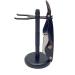 G.B.S Men's Classic Straight Edge Razor Saloon Shavette Professional Quality Black Brush And Razor Stand - Black Horn Handle Includes 10 Blades Manual Shaver Effortless Glide Pain Free