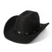 Lanzom Women Men Classic Felt Wide Brim Western Cowboy Hat Cowgirl Hat with Buckle Black Medium