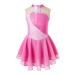 Aislor Girls Figure Roller Ice Skating Dress Long Sleeve Skirted Keyhole Back Leotards Bodysuit Ballerina Dance Dress J*pink Sleeveless 6 Years