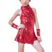 LOLANTA Girls Sequins Dance Clothes Dress 4-12 Yrs Sparkle Hip Hop Jazz Dance Outfit, Sleeveless Top and Shorts Red 8-9 Years