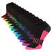Tipi Toe Women's 12-Pairs Low Cut Athletic Sport Peformance Socks Arch Design. Black + Color