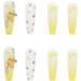 JUSTOTRY 24 Pcs Diamante Lemon French Press-on Nails with Flower Designs | Nude Medium Ballerina False Nails for Women | Acrylic Coffin Nails with Glue for Nail Art - Buy Online on GoSupps.com