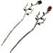 FRCOLOR Metal Chopsticks Flower Hair Accessories Rose Flower Hair Sticks Flower Hair Pin Retro Hair Chopstick Bun Hair Holder Valentines Day Black+Red Metal Chopsticks Flower Hair Accessories