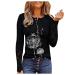 Long Sleeve Shirts for Women, Womens Ribbed Knit Henley Long Sleeves Tunic Lace Tops Cute Button Shirts Slim Fit Blouses Tee Medium X-04 Black