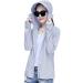 PAODIKUAI Women's Hoodie Zip Front Rash Guard UPF 50+ Sun Protection Shirt Long Sleeve Wetsuit SPF UV Sunscreen Quick Dry Top Light Grey Medium