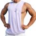 Ychnaim Men's Sleeveless Muscle Stringer Tank Top Cut Open Gym Training Bodybuilding Vest Shirts Small White