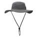 Home Prefer Men's Sun Hat UPF 50+ Wide Brim Bucket Hat Windproof Fishing Hats Dark Gray