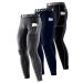 SILKWORLD Men's 1 3 Pack Compression Pants Pockets Cool Dry Gym Leggings Baselayer Running Tights A2_dark Navy Blue black(grey Stripe) hemp Gray(3p/Ord) Large