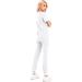 Women's Scrubs Set - White XL Jogger Pants & V-Neck Top, Stretchy Nurse Uniform with Pockets - Buy Online on GoSupps.com