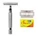 CS-201 Heavy Duty Long Handled Safety Razor with 5 Shark Super Stainless Steel Double Edge Blades
