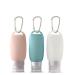 Voarge portable empty silicone bottles silicone refillable travel bottles with carabiners for travel outdoor activities school (3 pieces multicolored 60ml)