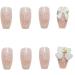 24 PCS French Rose Nails Art White Romantic Nails Sticker Ballerina False Nails Acrylic Full Cover Nails Tips Artificial Finger Manicure for Women and Girls - Buy Online on GoSupps.com