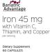 Bariatric Advantage Iron 45 mg with Vitamin C, Thiamin & Copper - 60 Count | Easily Digestible for Gastric Bypass & Sleeve Gastrectomy Patients - Buy Online on GoSupps.com