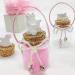 Ingrosso e Risparmio Set of 3 Glass Favour Jars with Cork Stoppers Decorated with White Chalks and Pink Cord Original Favours for New Baby Girl (with Red Dragees)