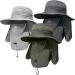 3 Pack Mens Outdoor Wide Brim Fishing Hat UPF 50+ Sun Protection Cap with Face Neck Flap for Hiking & Garden 3 Pack-dark Grey&light Grey&army Green