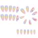 yomoe Rainbow Small Flower Sticker Diamond French Wearable Nails Wearable Press on Nails Full Cover Nail Tips