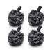 Boca Body Aesthetics 4 Pack Bath Loofah Luxury Set XL Sponge Shower Pouf Body Charcoal Exfoliate Lather Scrubber Puff Mesh Bath Sponge 4 Pack (Black)
