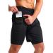 Pudolla Mens 2 in 1 Running Shorts 7" Quick Dry Gym Athletic Workout Shorts for Men with Phone Pockets Black Large