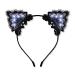 FlashingBlinkyLights Black Lace Light Up Kitty Cat Ears Headband with White LEDs