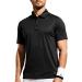 MIER Men's Polo Shirts Quick Dry Golf Short Sleeve Collared Casual Moisture Wicking Performance Top, Recycled Polyester Black Small