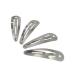 25 Snap Hair Clips - Silver Metal Tear Drop Shape with Hole - 40mm Size 25
