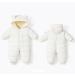 BRONG Baby Snowsuit Winter Coat, Hooded Fleece Romper | White, 18-24 Months - Buy Online on GoSupps.com