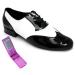 Very Fine Dance Shoes - Mens Standard, Smooth, Waltz Ballroom Dance Shoes - M100101-1-inch Heel and Foldable Brush Bundle 11 Black Patent - White Leather