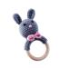 Handmade Gray Rabbit Wooden Teether & Rattle Toy | Unique Baby Gift for Infants - Buy Online on GoSupps.com
