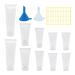HLIWS Plastic Soft Tubes Bottle Refillable Container Bottles with funnel 10 Pcs(15ml20ml/30ml/50ml) for Shampoo Cleanser Shower Gel Lip Balm ect Transparent Flat Tail Bottle