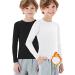 MRIGNT 2 Pack Youth Boys Thermal Compression Shirts Long Sleeve Fleece Baselayer Soccer Baseball Running Base Layer Medium/7-9 Years Classic 01 White Black