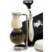 5 Pc Men's Shaving Kit - 3 Edge Razor Silver Tip Badger Brush Stand Soap & Bowl - Perfect Gift for Men - Buy Online on GoSupps.com