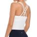 HeyNuts Longline Zeal Bras Medium Impact Wirefree Sports Bras Workout Tank Tops with Removable Pads, A-D Cups Medium White