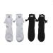 FaYya 2Pairs Magnetic Hand Holding Socks Funny Magnetic Suction 3D Doll Couple Socks White+black