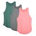 icyzone Women's Racerback Workout Tank Tops - Athletic Yoga Tops Running Exercise Gym Shirts (Pack of 3) Medium Charcoal/Jade/Hot Pink