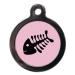 PS Pet Tags - Cute Cat ID Tags - Pink Fishbone Design - Zinc Alloy Metal - Small (24mm) Personalised On Reverse - Cat Name Address Identity Tag - Made in UK