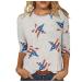4Th of July Shirts for Womens Summer 3/4 Sleeve Tshirts American Flag Tops Crewneck Tunic Tops Independence Day Tee A06-white X-Large