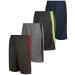 Pro Athlete Boys' Athletic Shorts - Active Performance Basketball Shorts (4 Pack) Black/Red/Lime/Blue 10-12