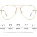 Voolga Blue Light Filter Glasses - Stylish Large Frame Anti-Blue Light Glasses for Men & Women - Trendy Gold Fake Glasses - Buy Online on GoSupps.com