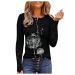 Long Sleeve Shirts for Women, Womens Long Sleeve Tops Stretch Henley Lace Tunic Blouse Slim Fit Button Up Ribbed T-Shirts Top XX-Large Black