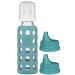Lifefactory Glass Baby Bottle 9oz and 2 Transitioning Sippy Caps (Kale)