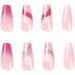 Justotry 24 Pcs Swirl Gradient Pink Fake Nails with Flower Patterns - Medium Acrylic Coffin False Nails for Women - Pretty Ballerina Stick on Nails for Nail Art - Buy Online on GoSupps.com