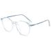 Vevesmundo blue light filter reading glasses Metal large round nerd glasses anti blue light glasses men+0.5 +1.0 +1.5 +2.0 +2.5 +3.5 +4.0 1 piece transparent blue 0.0 x