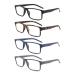 Yuluki 4 Pack Reading Glasses Blue Light Blocking Lightweight Rectangle Frame Mens Womens Computer Readers with Spring Hinge +4.0 4 Pack 4.0 x
