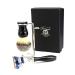 3 Pc Mens Shaving Kit 5 Edge Razor With Synthetic Badger Hair Shaving Brush and Stainless Steel Stand Perfect Set For Men