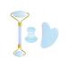Jade Massage Roller Scraper Set Stone Face Lifting Tool Massager for Facial Gua Sha Anti Wrinkle(Type 1) Type 1 Blue